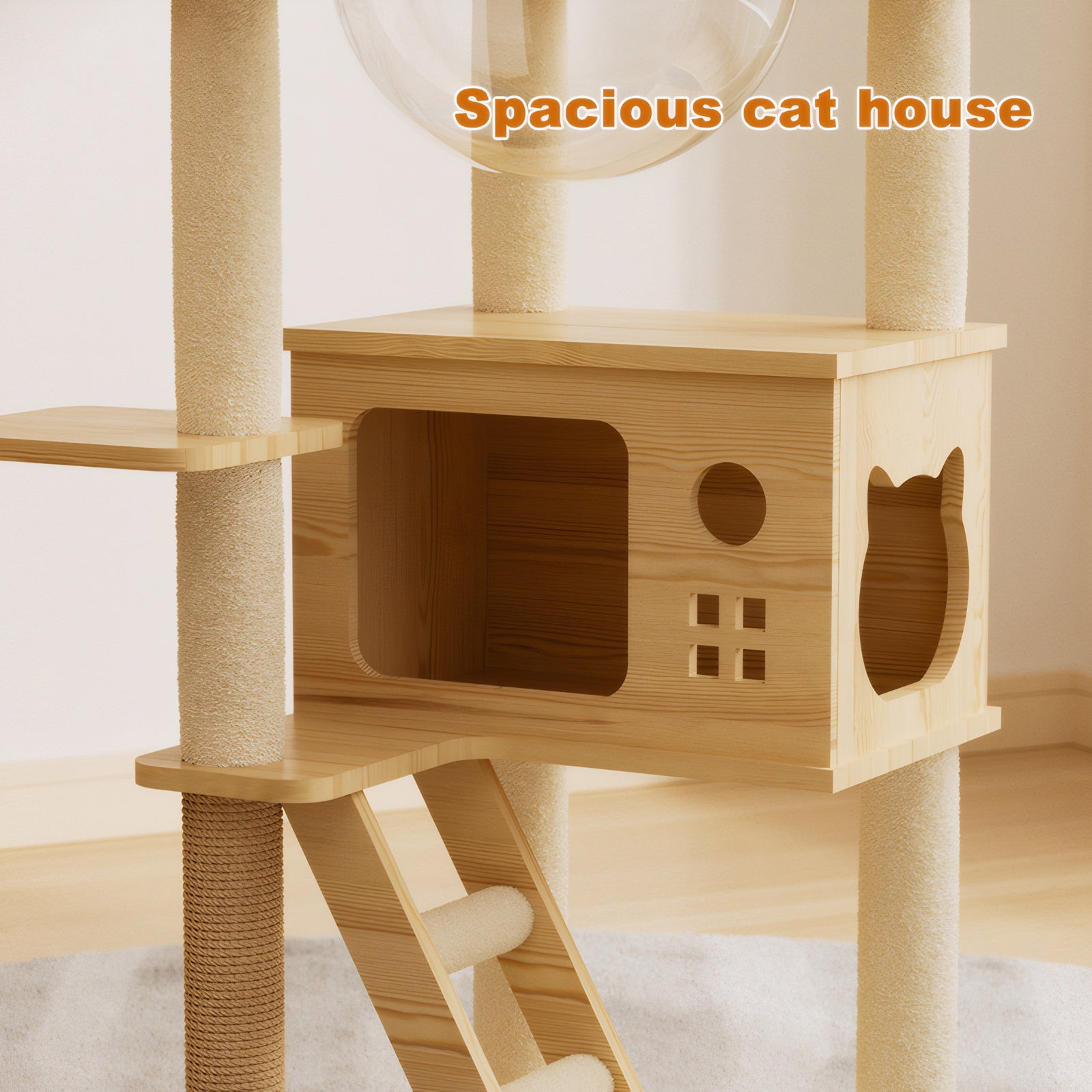OMCPET Cat Condo Tower – Wood Tree with Perch and Hammock