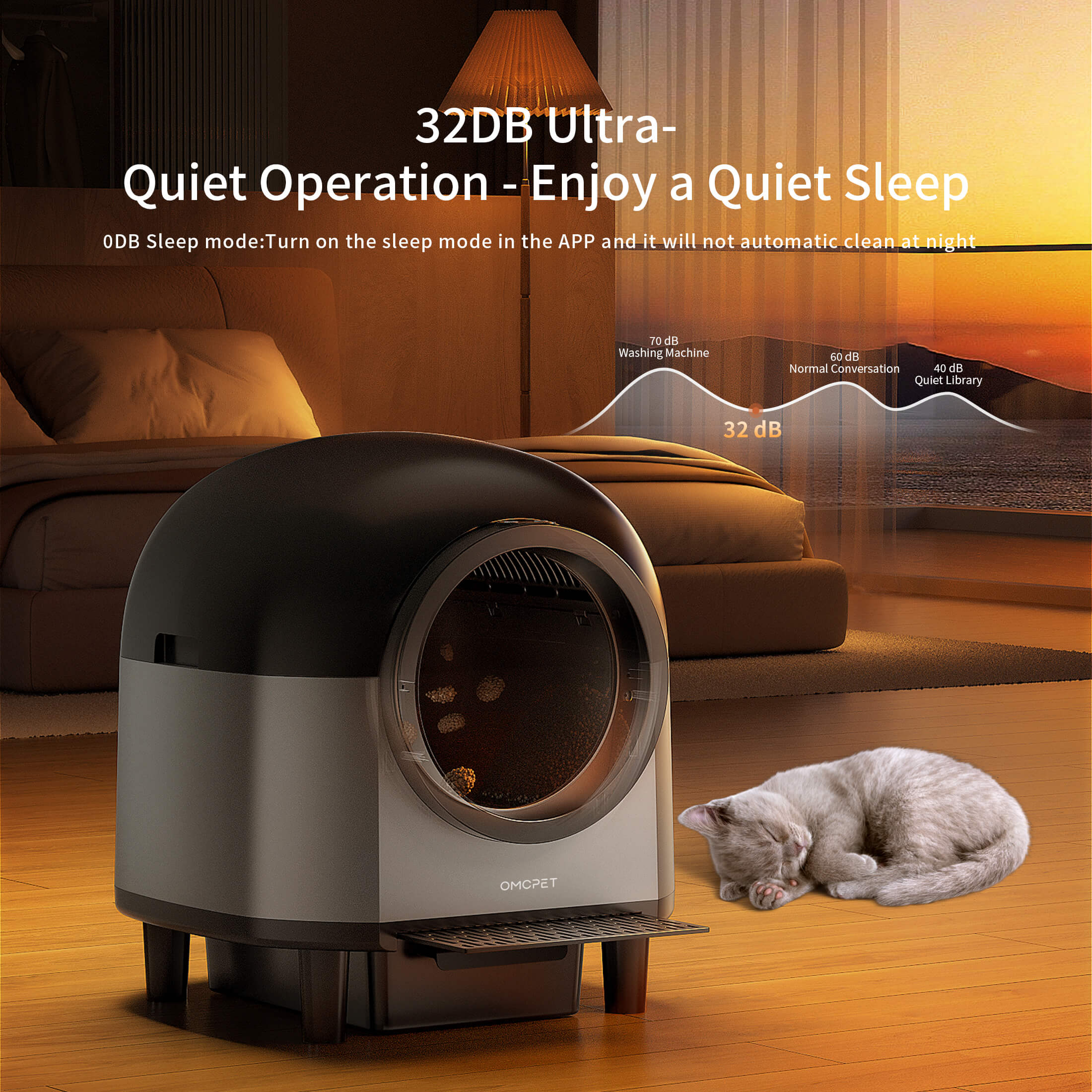 OMCPET M1 Smart Self-Cleaning Cat Litter Box with Odor Control
