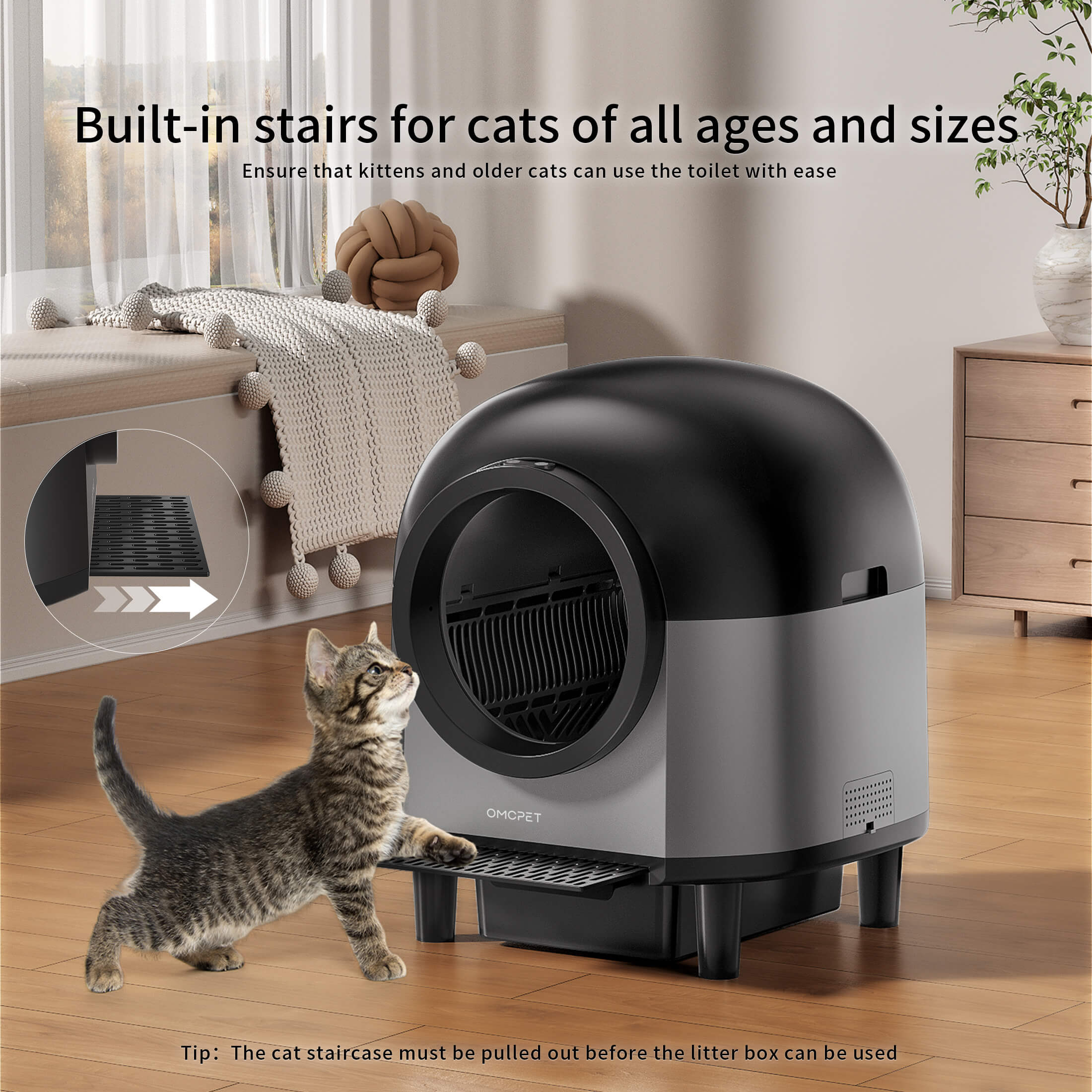 OMCPET M1 Smart Self-Cleaning Cat Litter Box with Odor Control