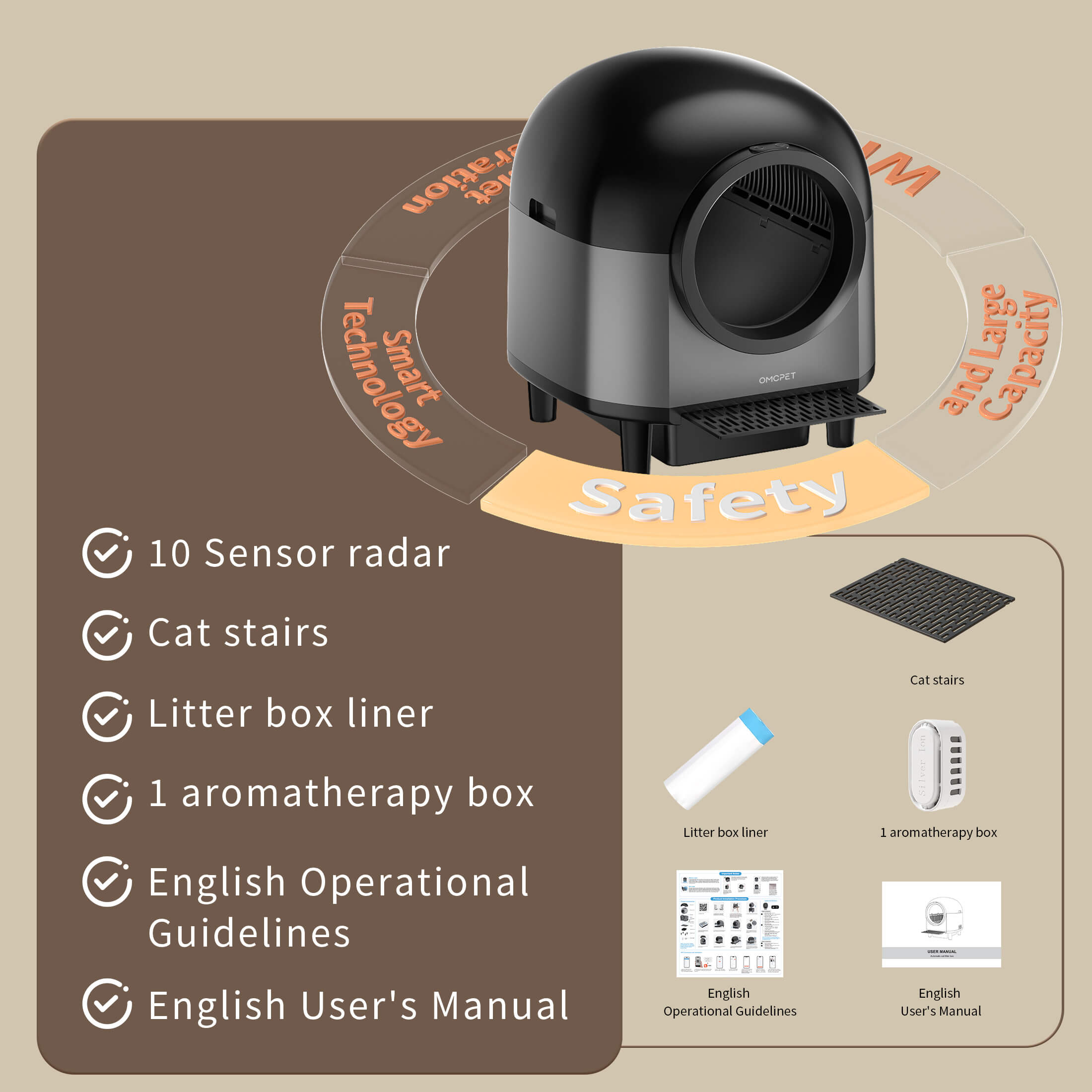 OMCPET M1 Smart Self-Cleaning Cat Litter Box with Odor Control