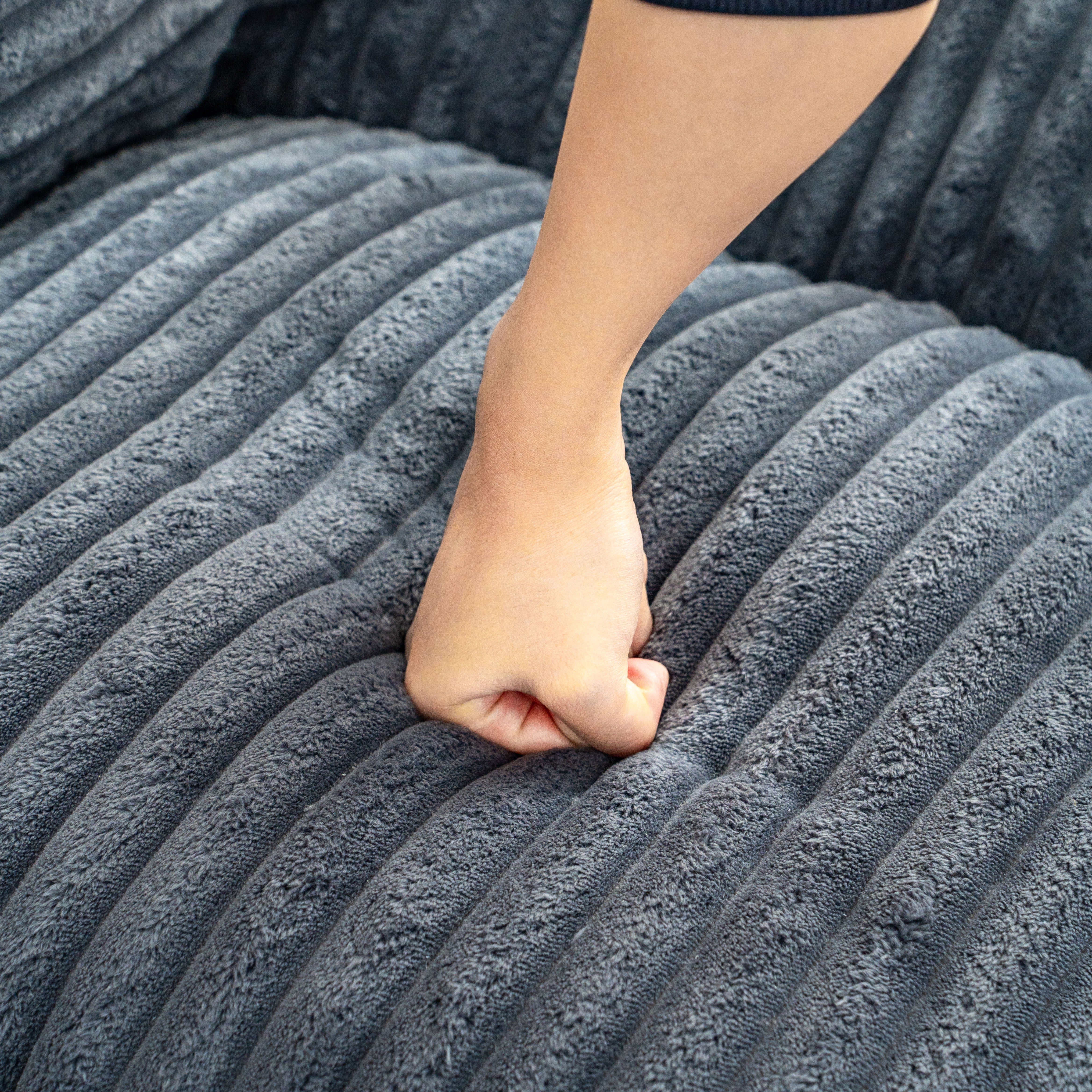 Oversized Beige Beanbag Lounge Chair – Cozy Adult Floor Sofa
