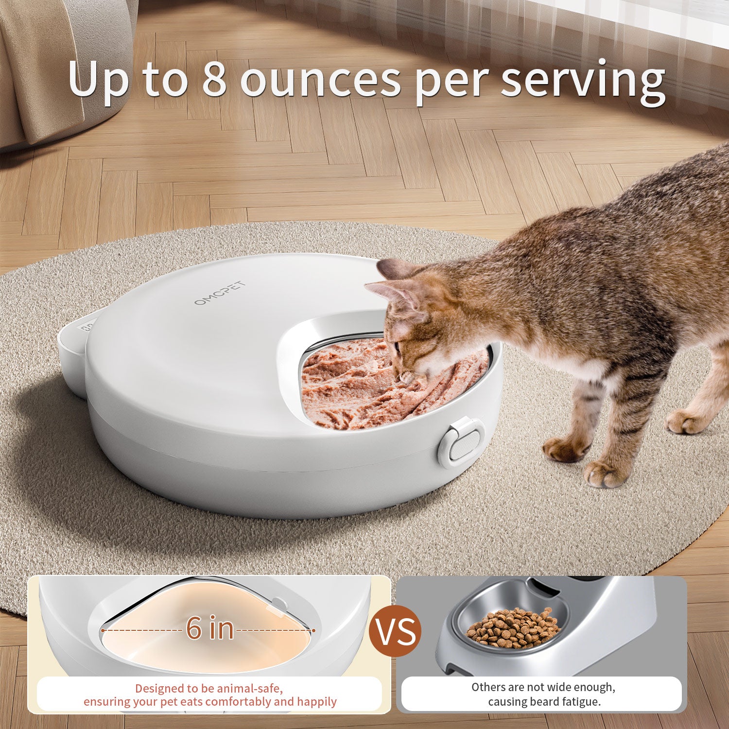OMCPET Cat Feeder for Wet Food – Fresh & Timed Meals for Cats