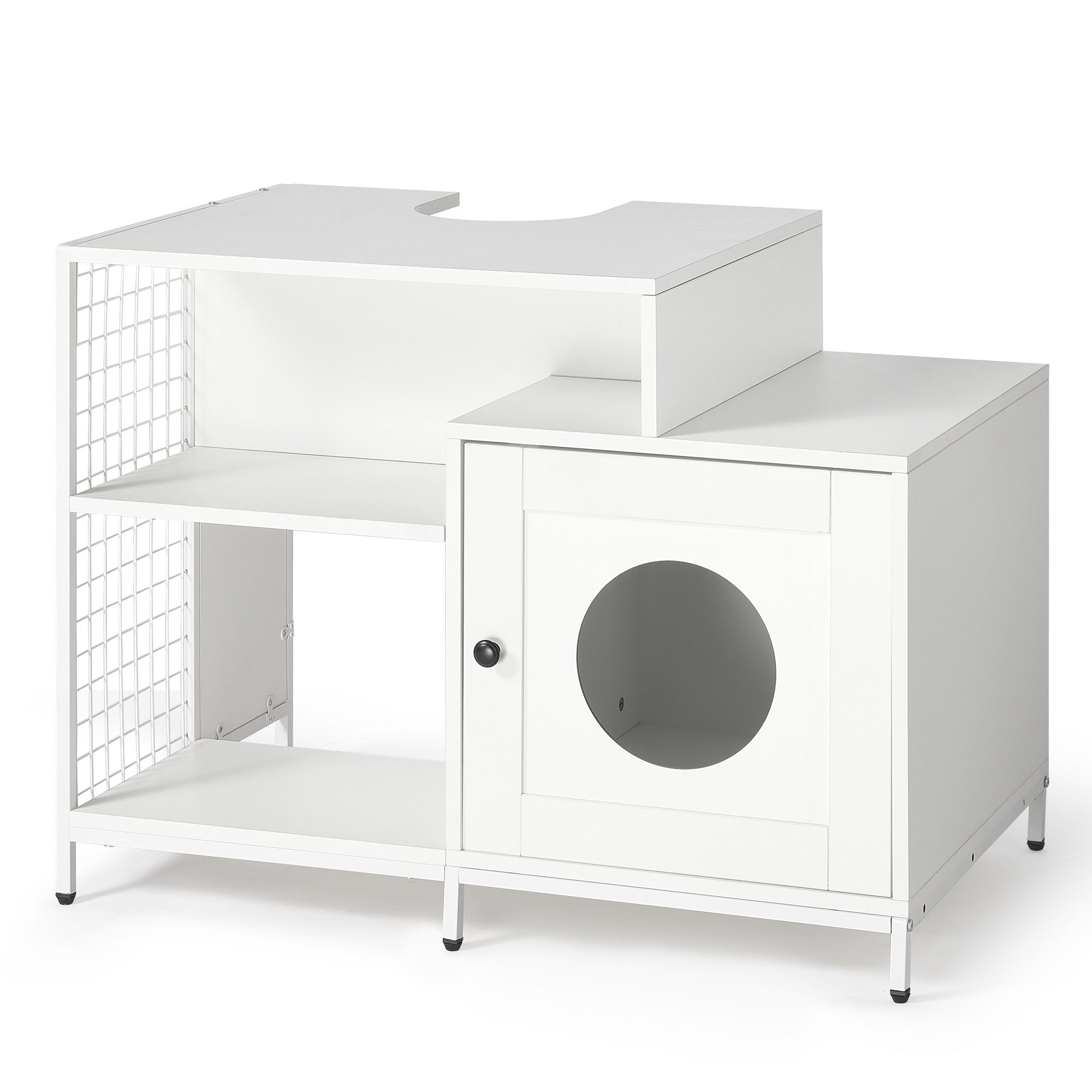 White Indoor Cat Washroom with Divider – OMCPET