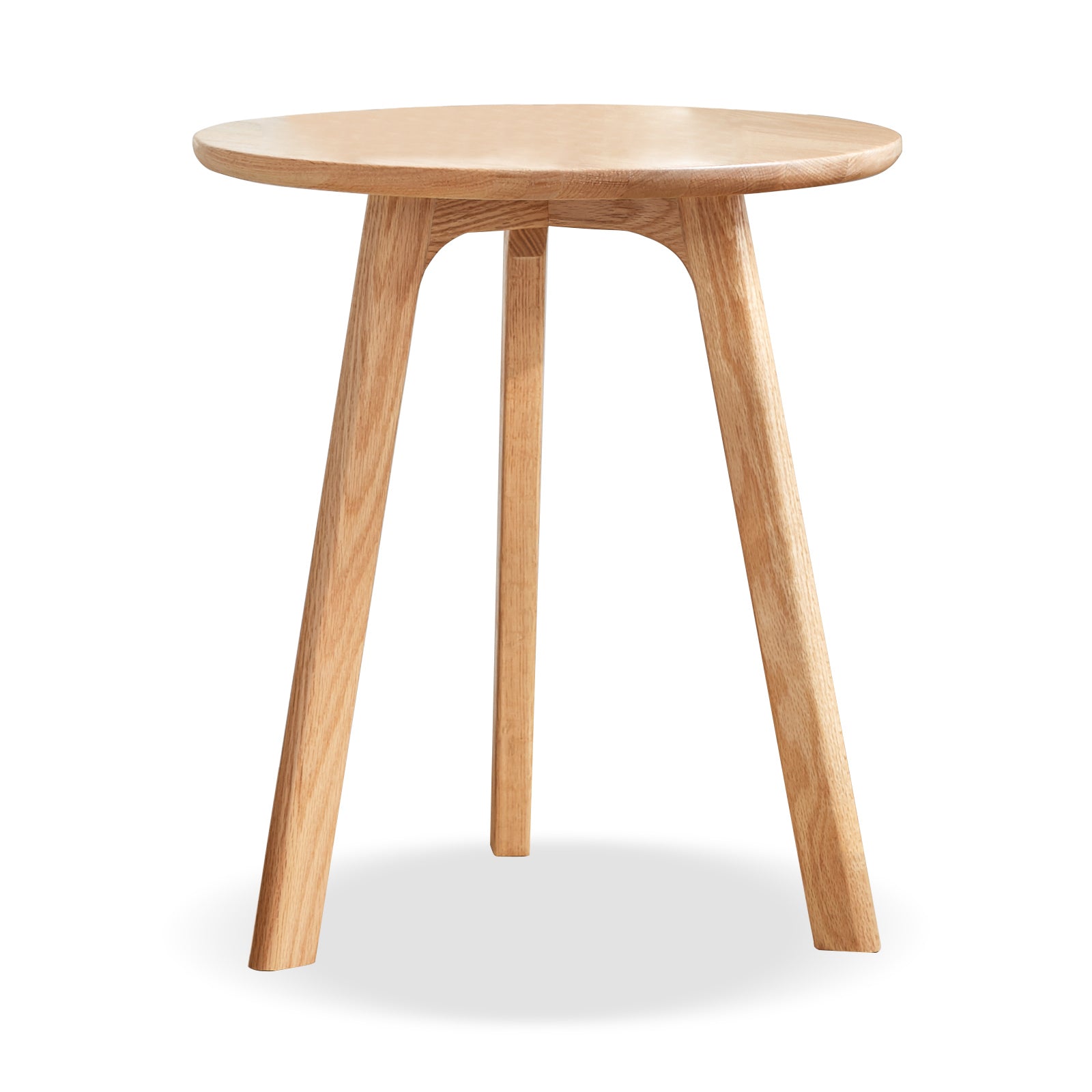 Round Oak Wood Side Table – Small End Table & Nightstand