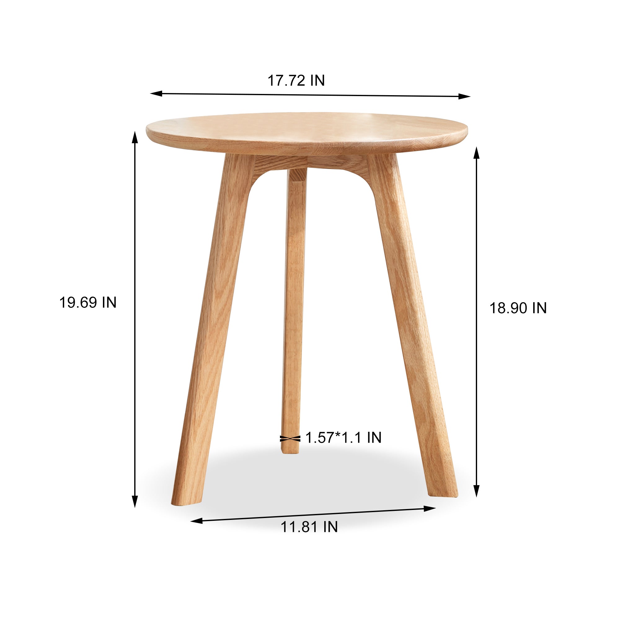 Round Oak Wood Side Table – Small End Table & Nightstand