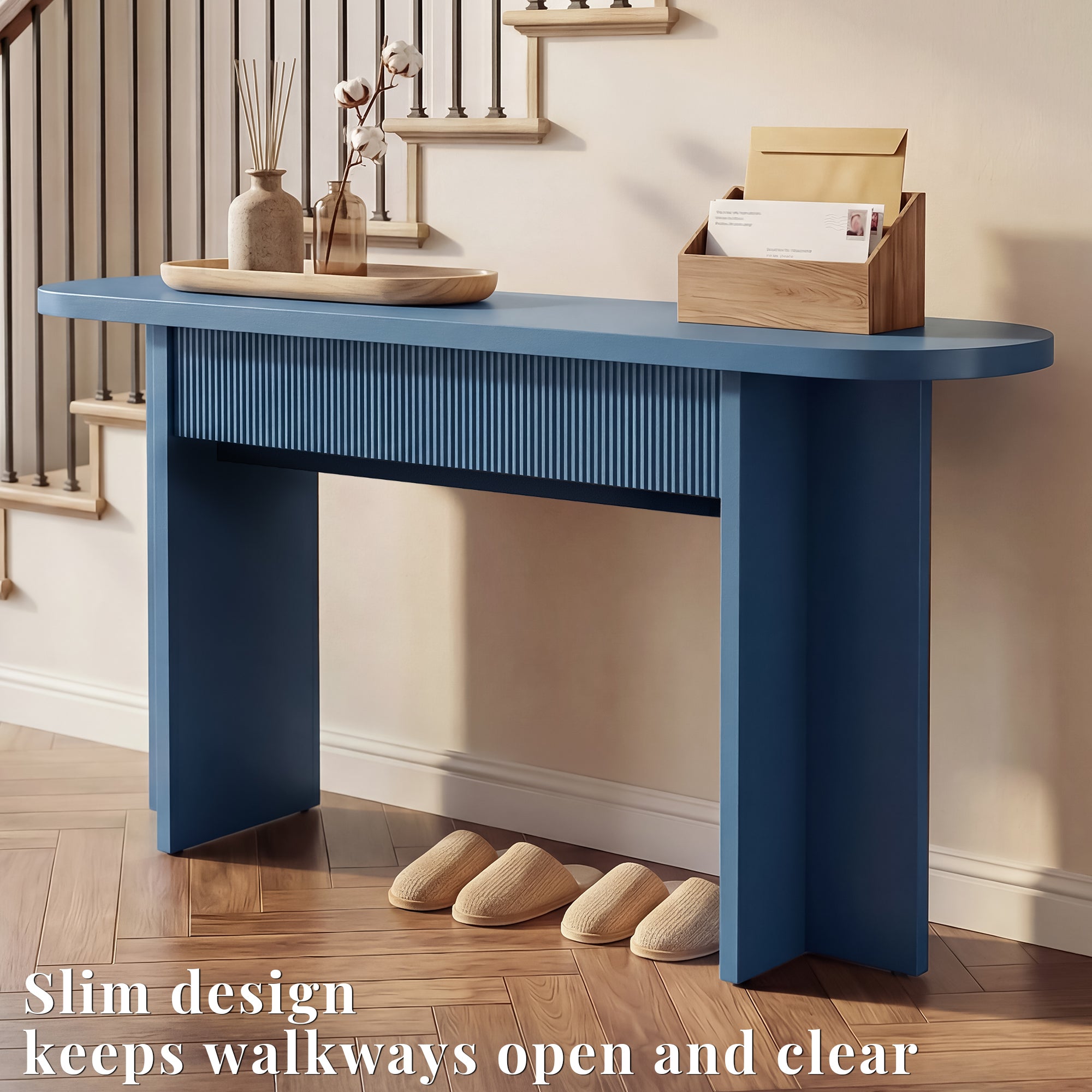 OMCHOM 63-Inch Farmhouse Console Table with Storage with 2 drawers，Entryway Sofa Table for Living Room Use, Hallway Behind Couch Farmhouse Home Decor Wood Piece