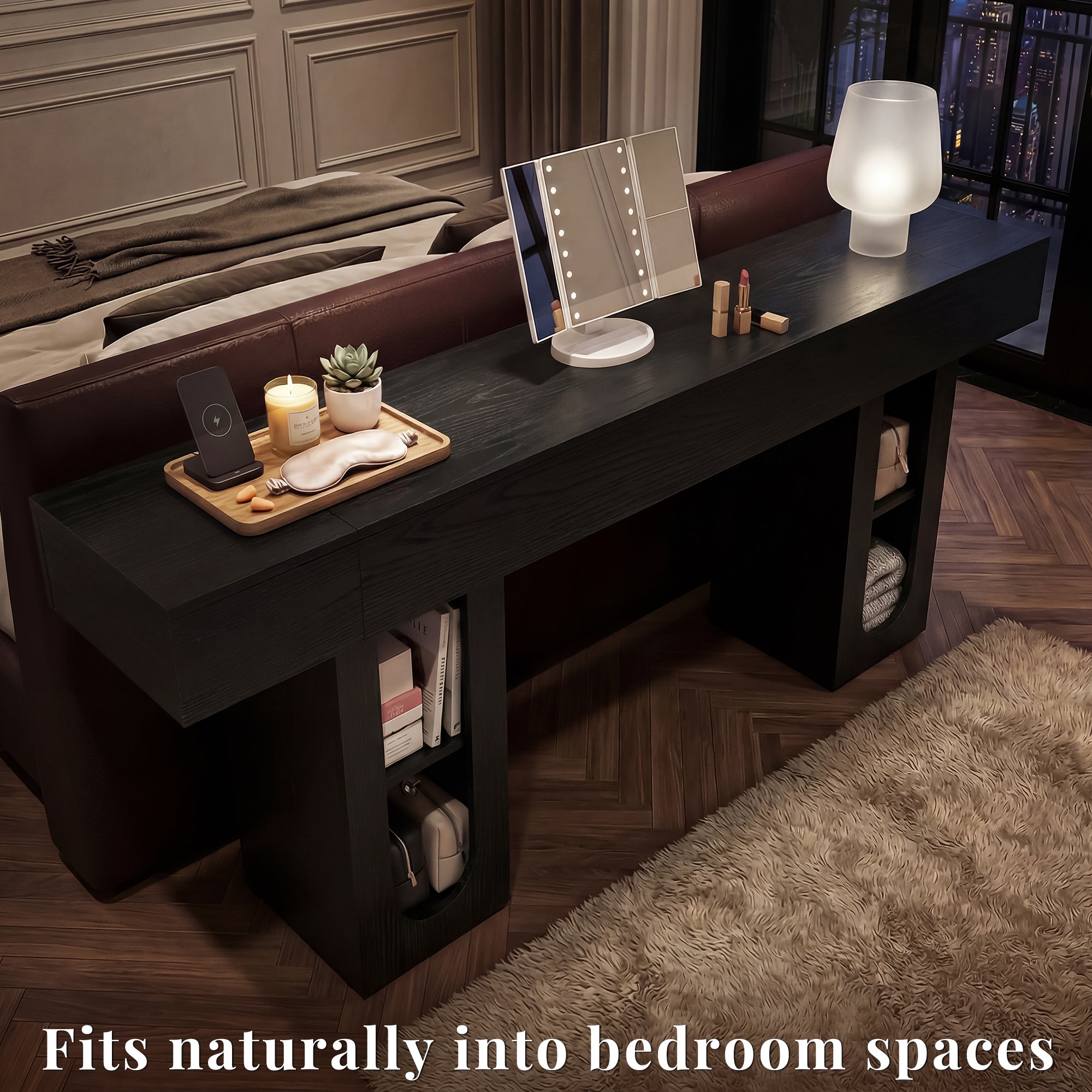 OMCHOM Rustic Farmhouse Console Table, 79 Inches Entryway Console Table with Storage, Industrial Hallway Accent Table for Living Room, Entrance