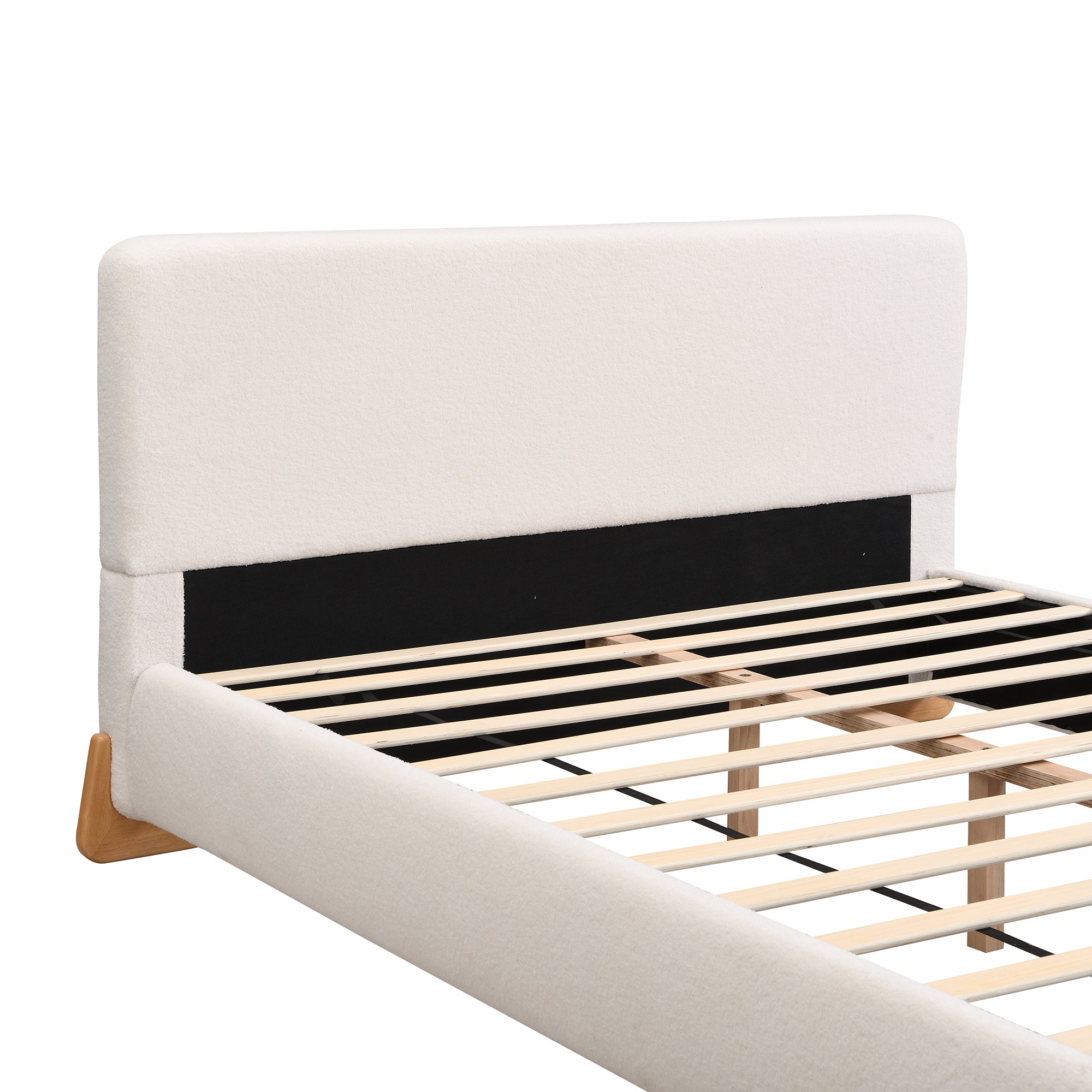 White Boucle Upholstered Bed, King Size – Modern Luxury Bedroom Furniture