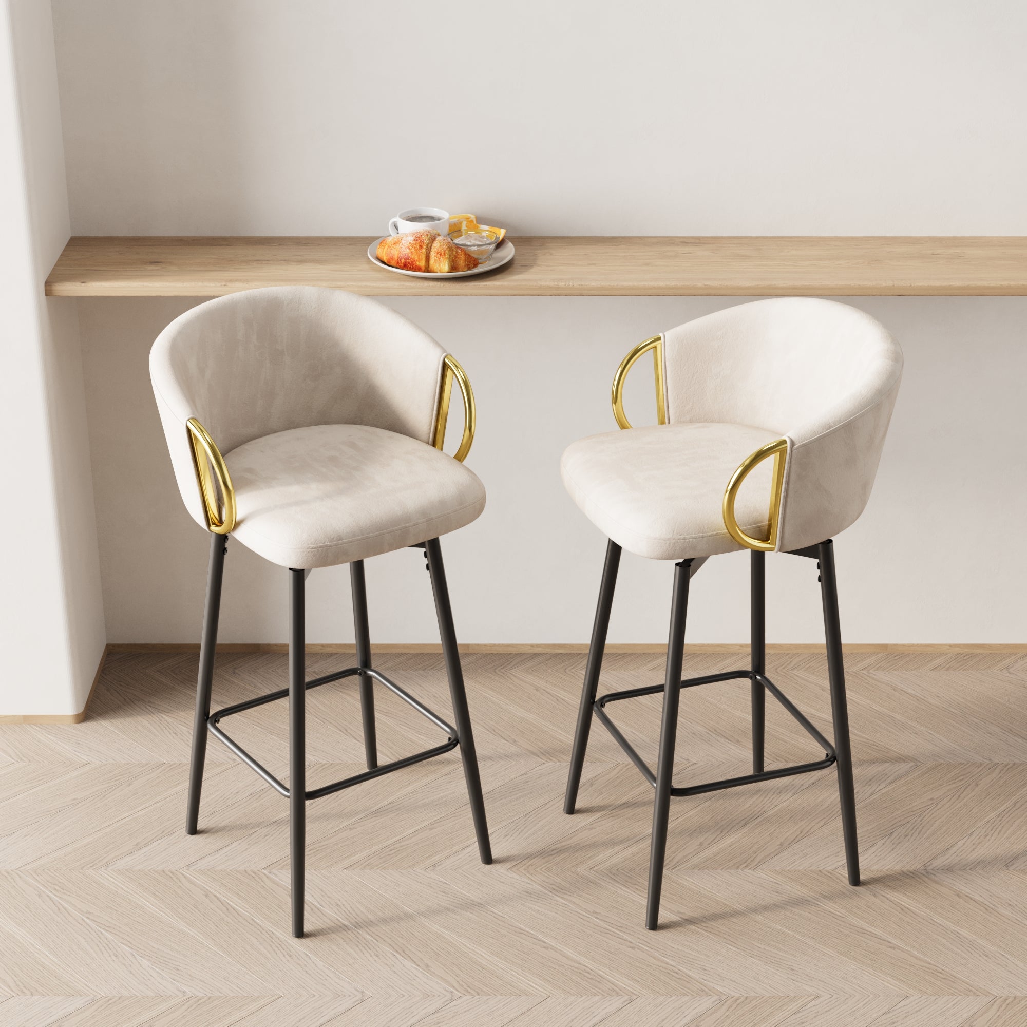 Set of 2 Modern 30'' Velvet Bar Stools
