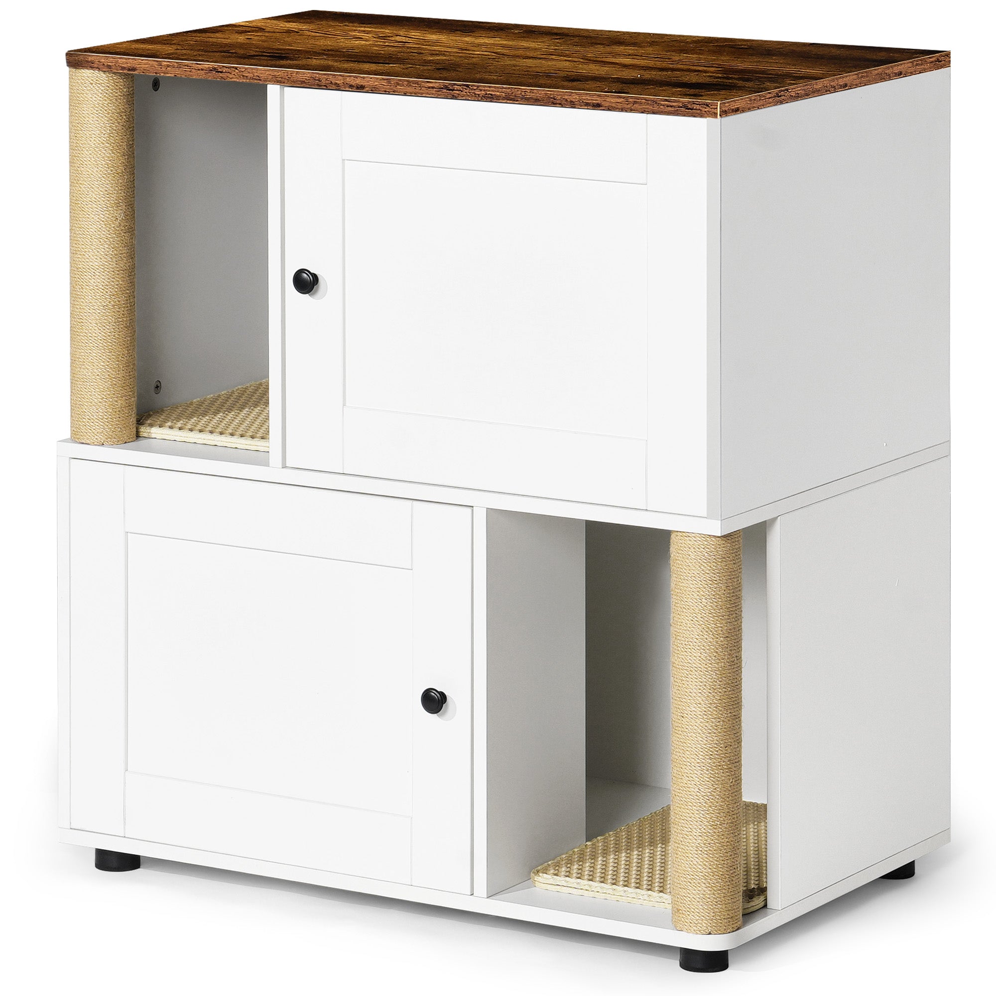 Dual Cat Litter Enclosure for Two Cats – Hidden Box Cabinet with Storage