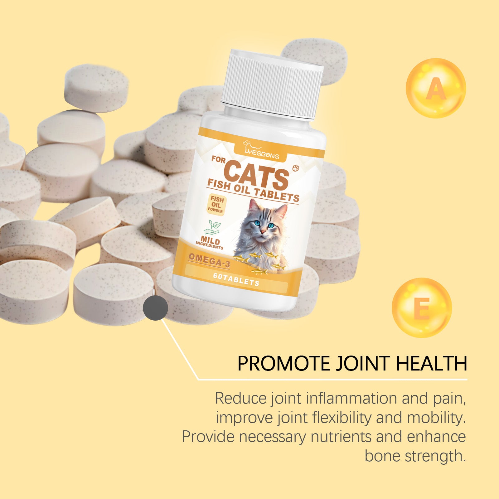 Yegbong Cat Vitamins with Fish Oil – Skin, Fur & Immune Support