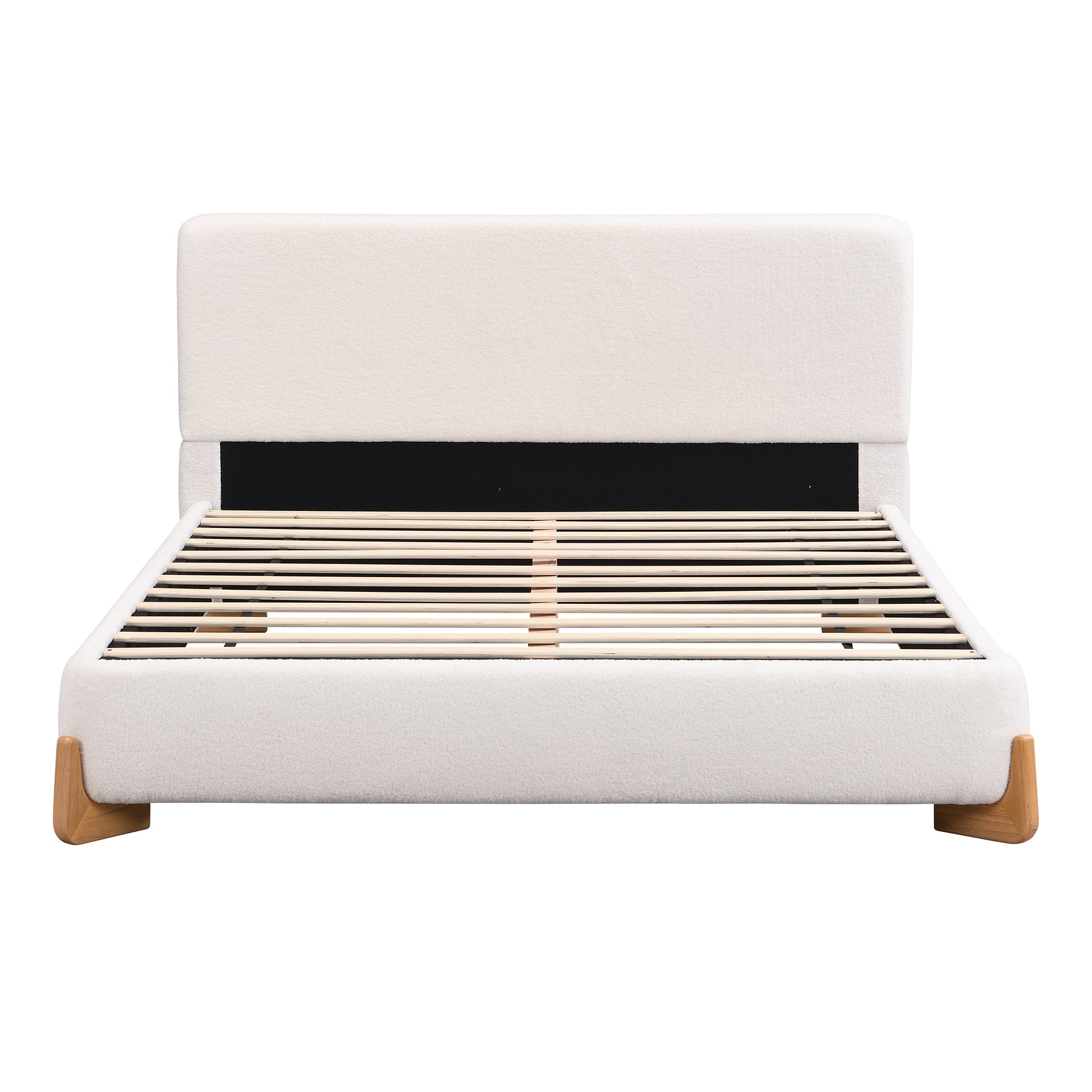 White Boucle Upholstered Bed, King Size – Modern Luxury Bedroom Furniture