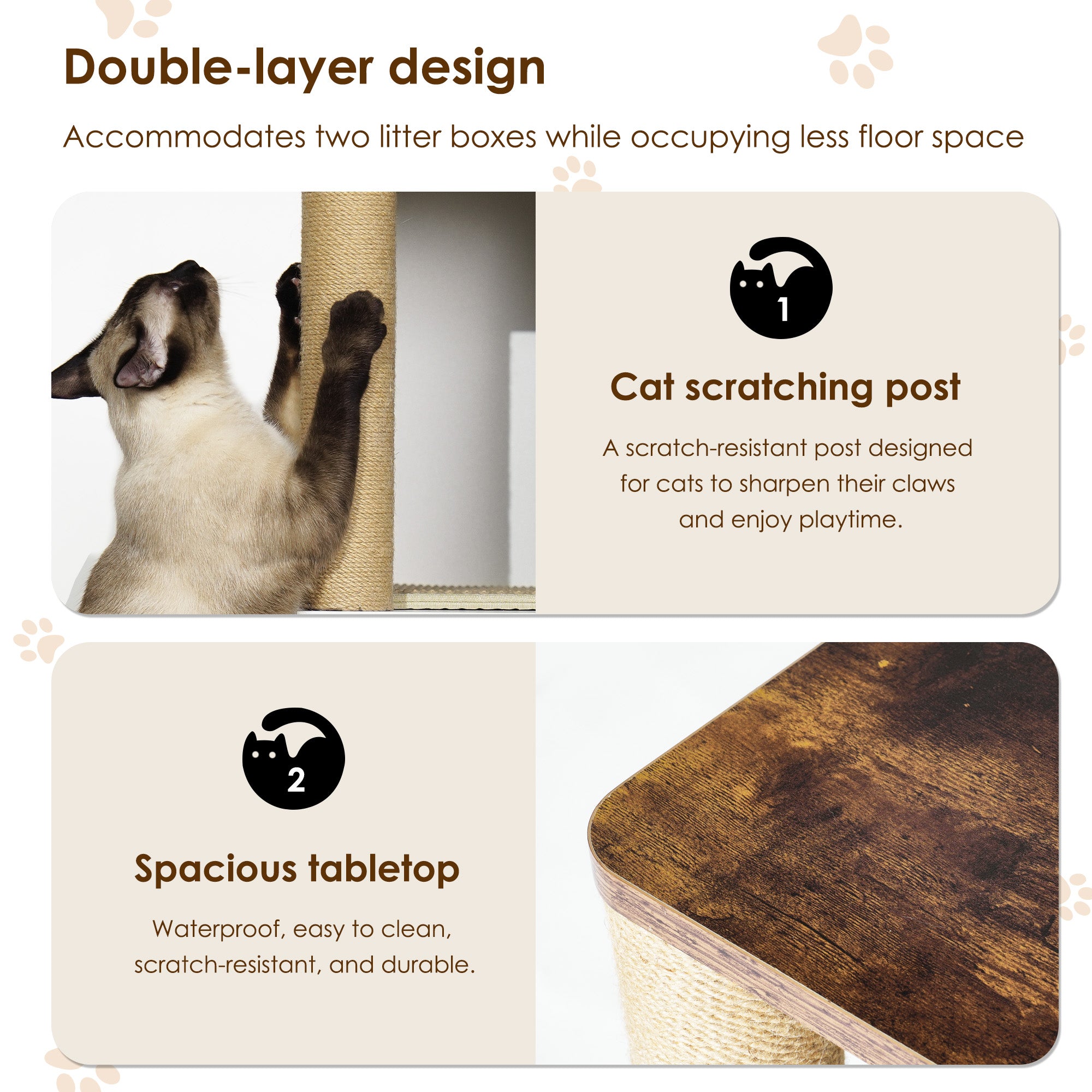 Dual Cat Litter Enclosure for Two Cats – Hidden Box Cabinet with Storage
