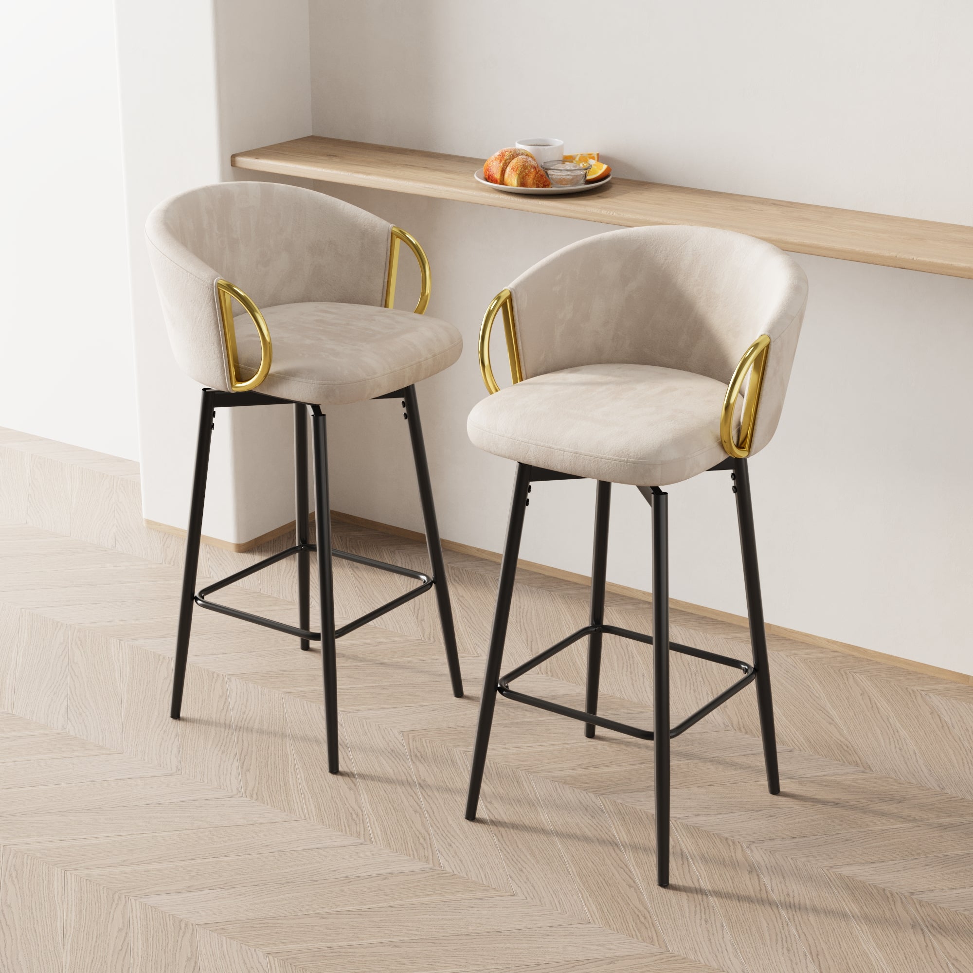 Set of 2 Modern 30'' Velvet Bar Stools