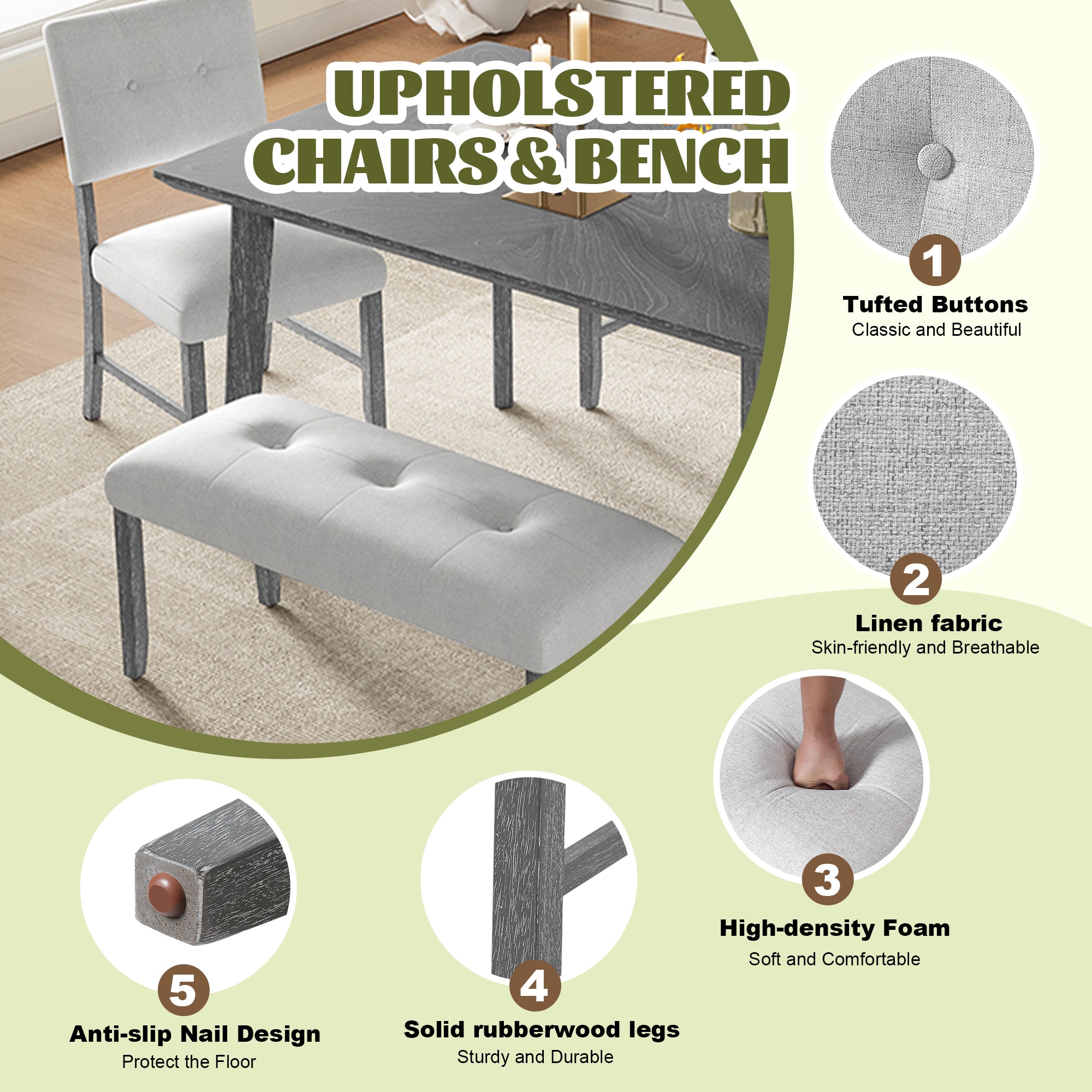 Versatile Upholstered Tufted Bench – Bedroom, Dining & Living Room
