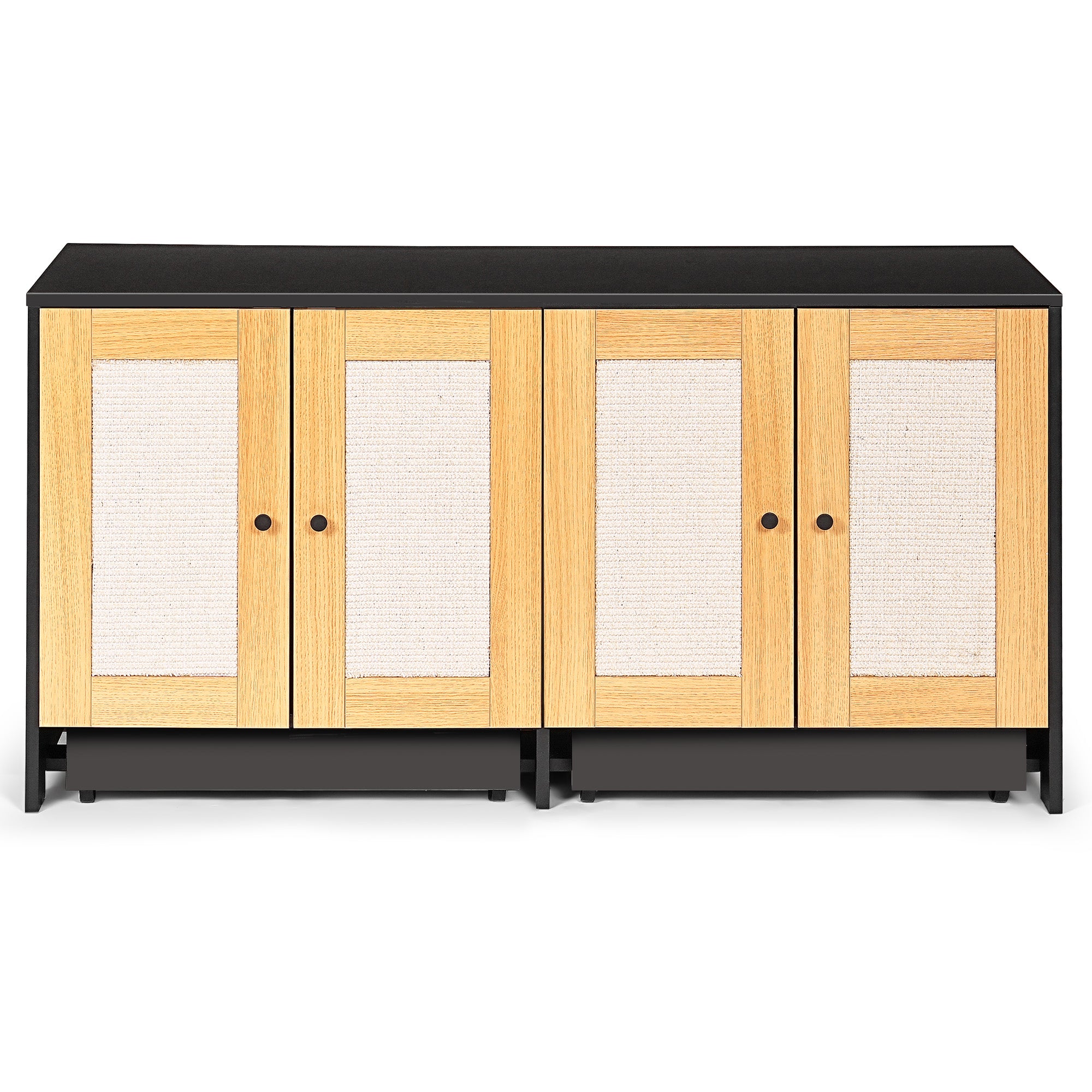 OMCPET Modern Litter Box Furniture for Two Cats – Enclosed Black Cat Cabinet