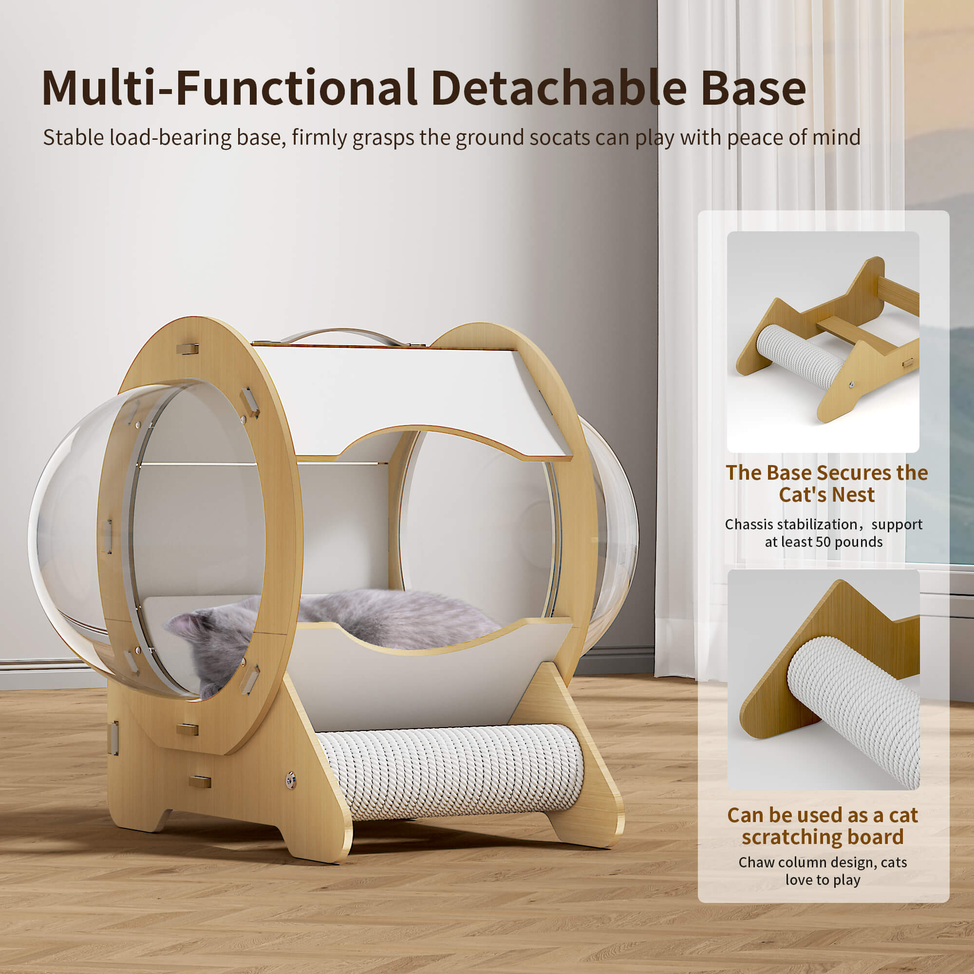 OMCPET Wood Cat Hideout – Minimalist Indoor Shelter for Kittens & Cats