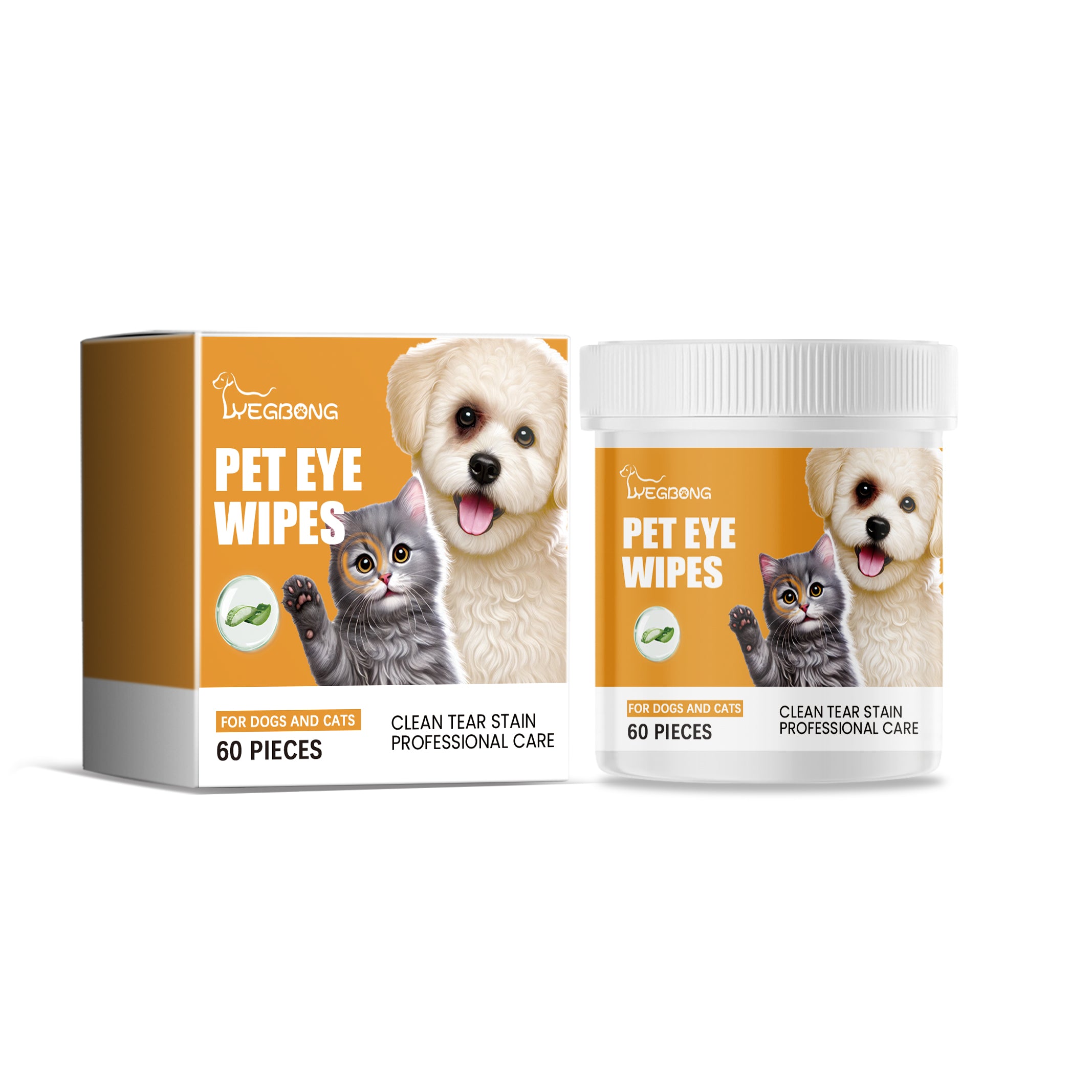 Yegbong Pet Eye Wipes – Tear Stain Remover for Dogs & Cats
