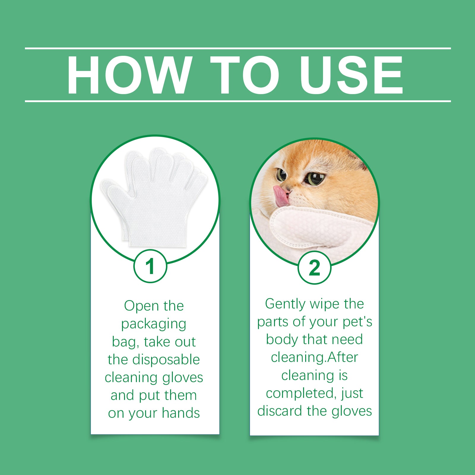 Yegbong Pet Cleaning Gloves – Disposable Grooming Wipes for Cats & Dogs