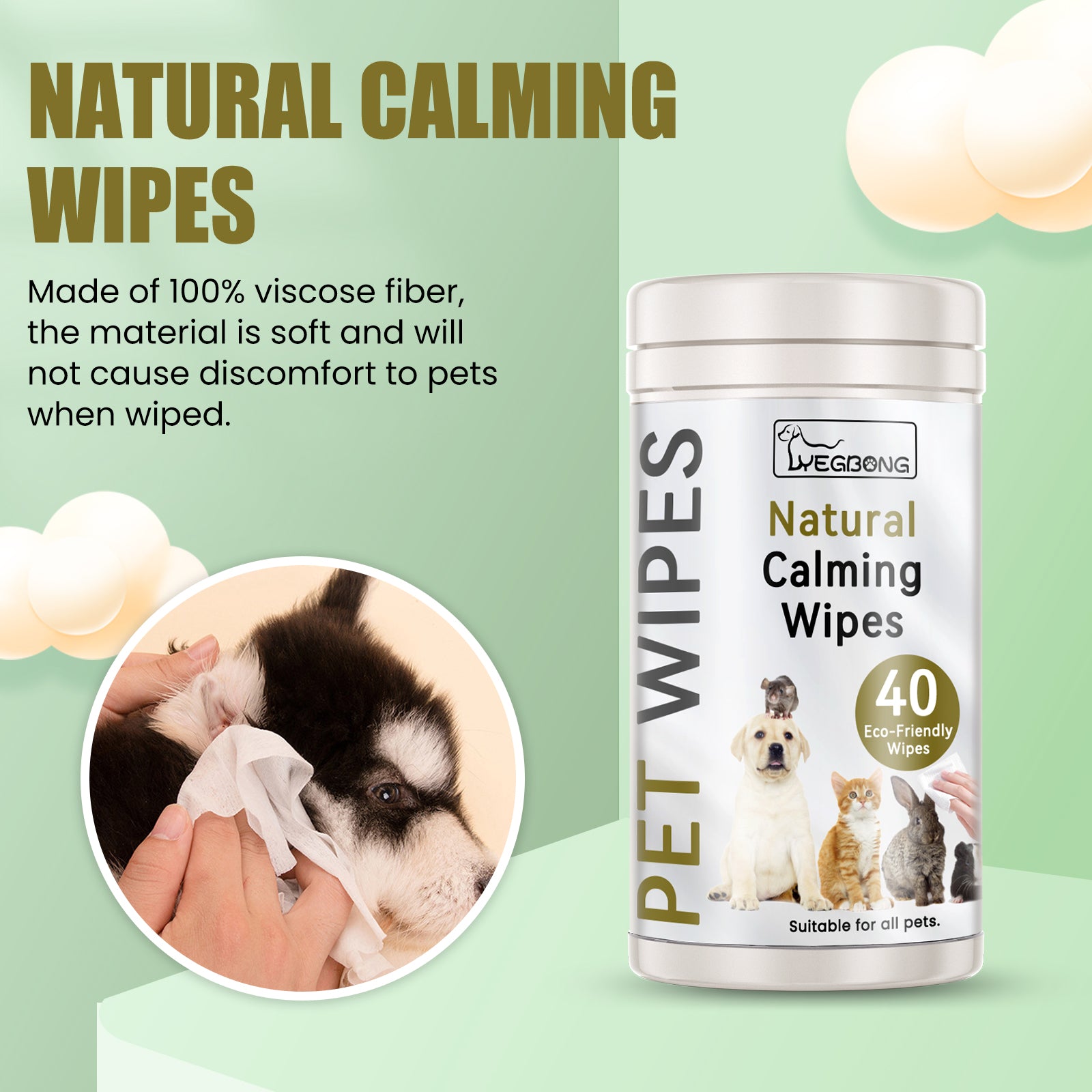 Yegbong Multi-Purpose Pet Wipes – Ear, Eye & Body Cleaning Wipes