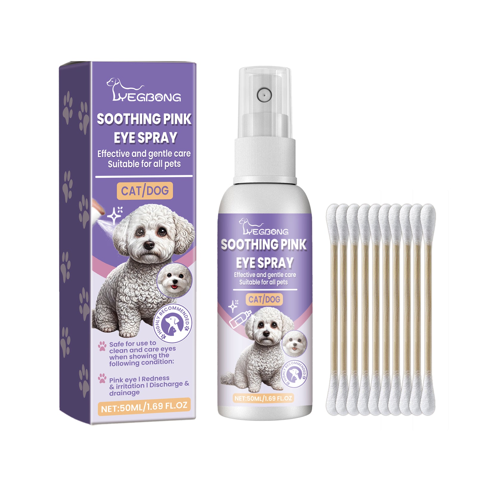 Yegbong Pet Eye Care Spray – Gentle Tear Stain Remover & Moisturizing Cleaner