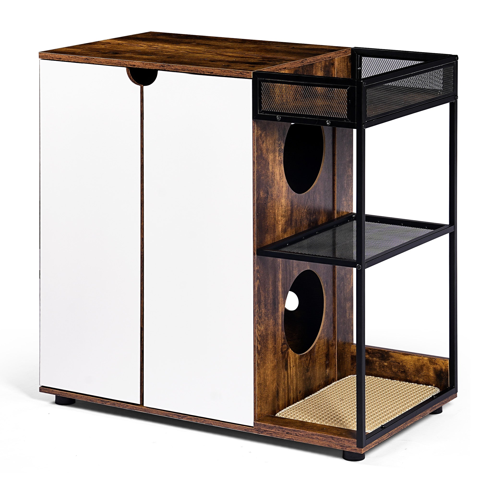 OMCPET Cat Litter Box Enclosure – Multi-Cat Cabinet with Hidden Storage Design
