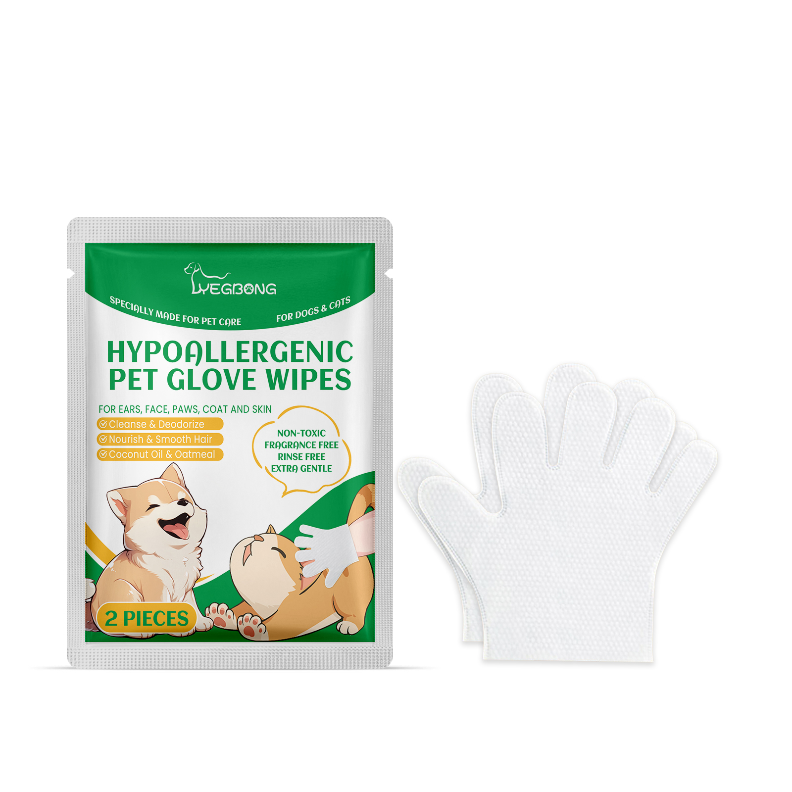 Yegbong Pet Cleaning Gloves – Disposable Grooming Wipes for Cats & Dogs