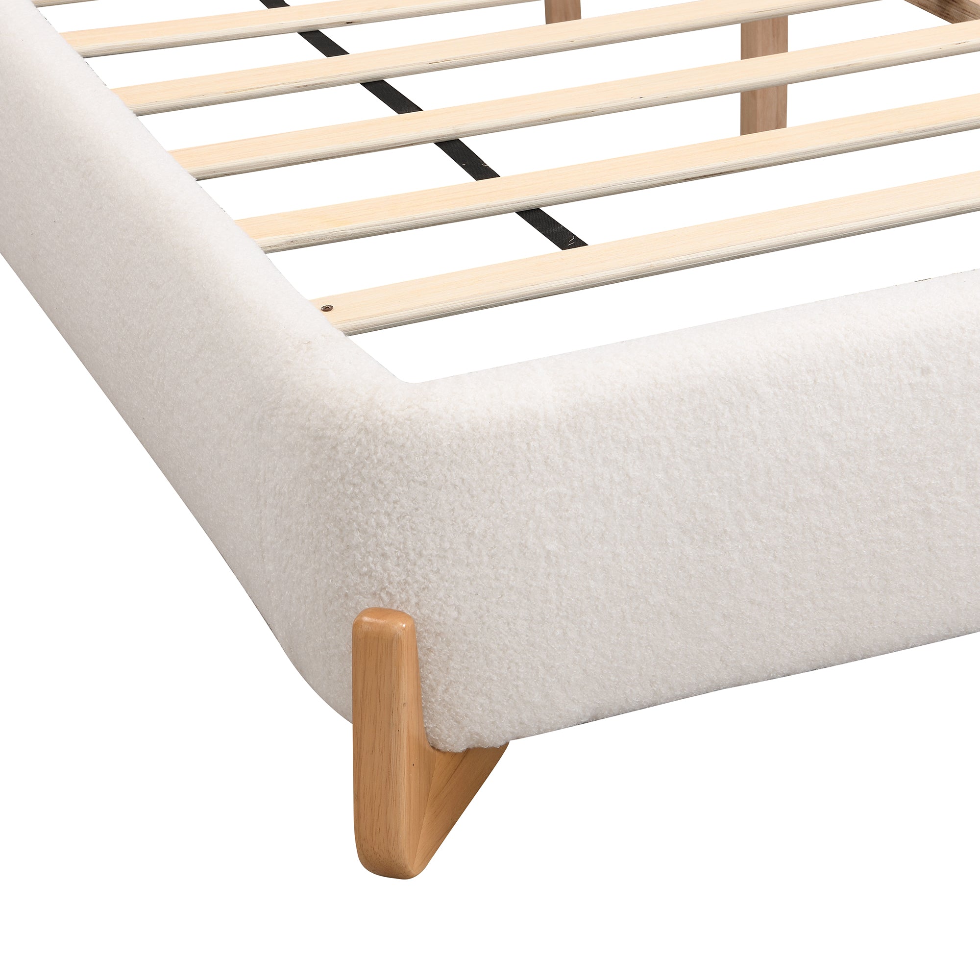 White Boucle Upholstered Bed, King Size – Modern Luxury Bedroom Furniture