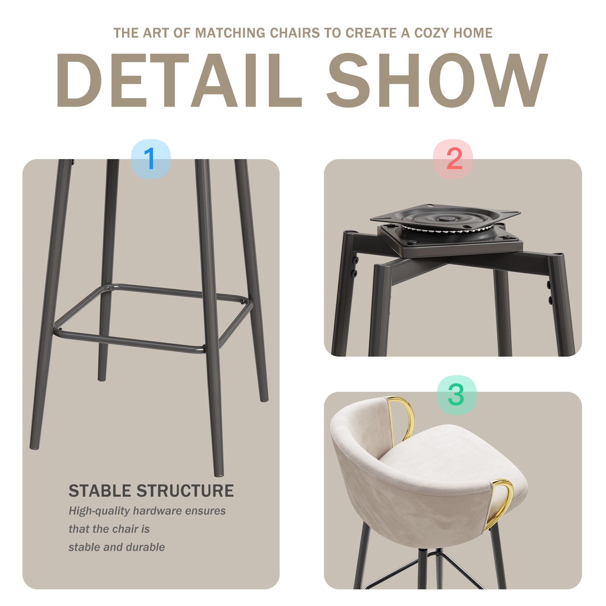 Set of 2 Modern 30'' Velvet Bar Stools