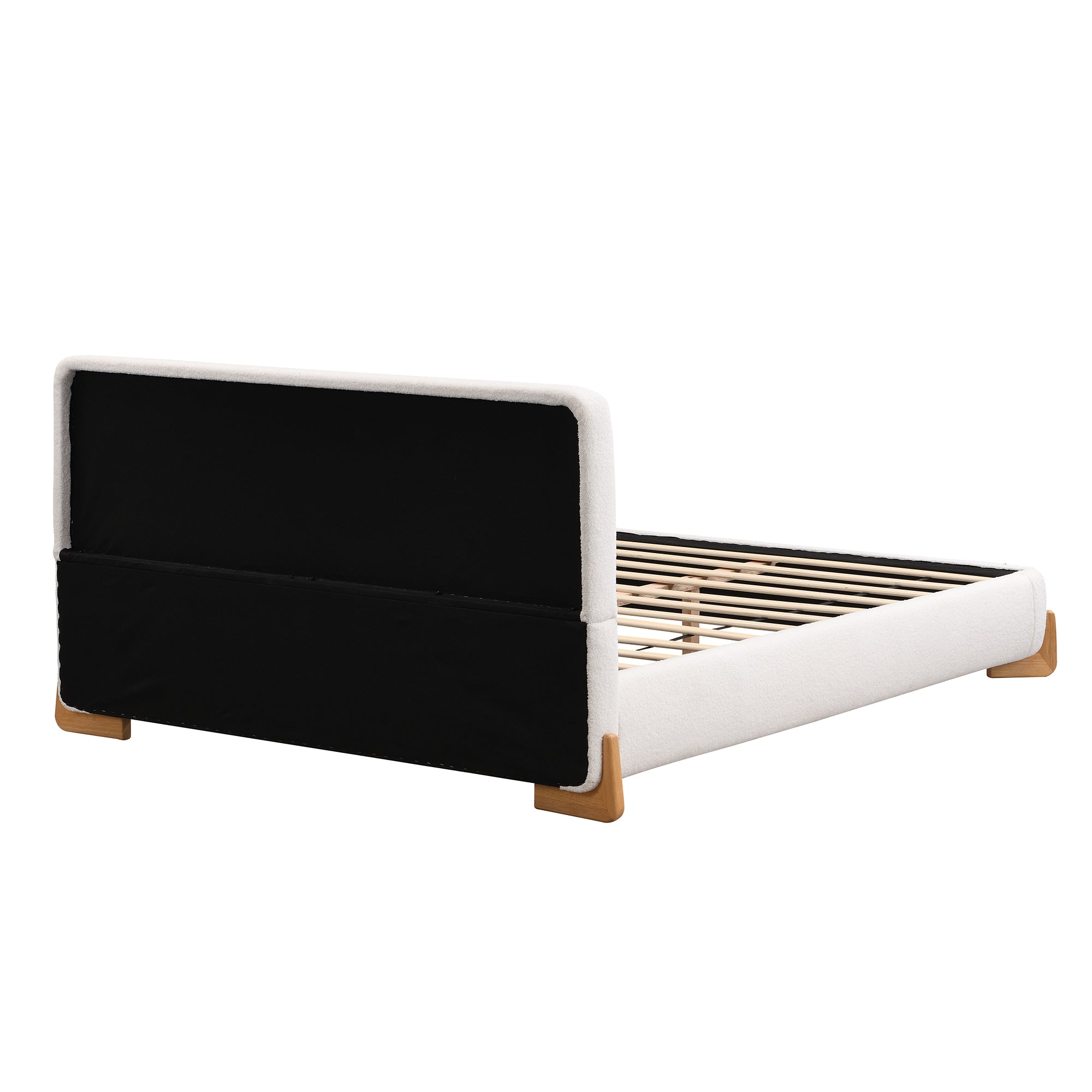 White Boucle Upholstered Bed, King Size – Modern Luxury Bedroom Furniture