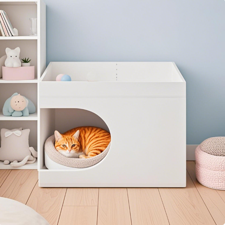 OMCPET Cat House & Bed – Multi-Use Indoor Cat Station for Small & Medium Cats