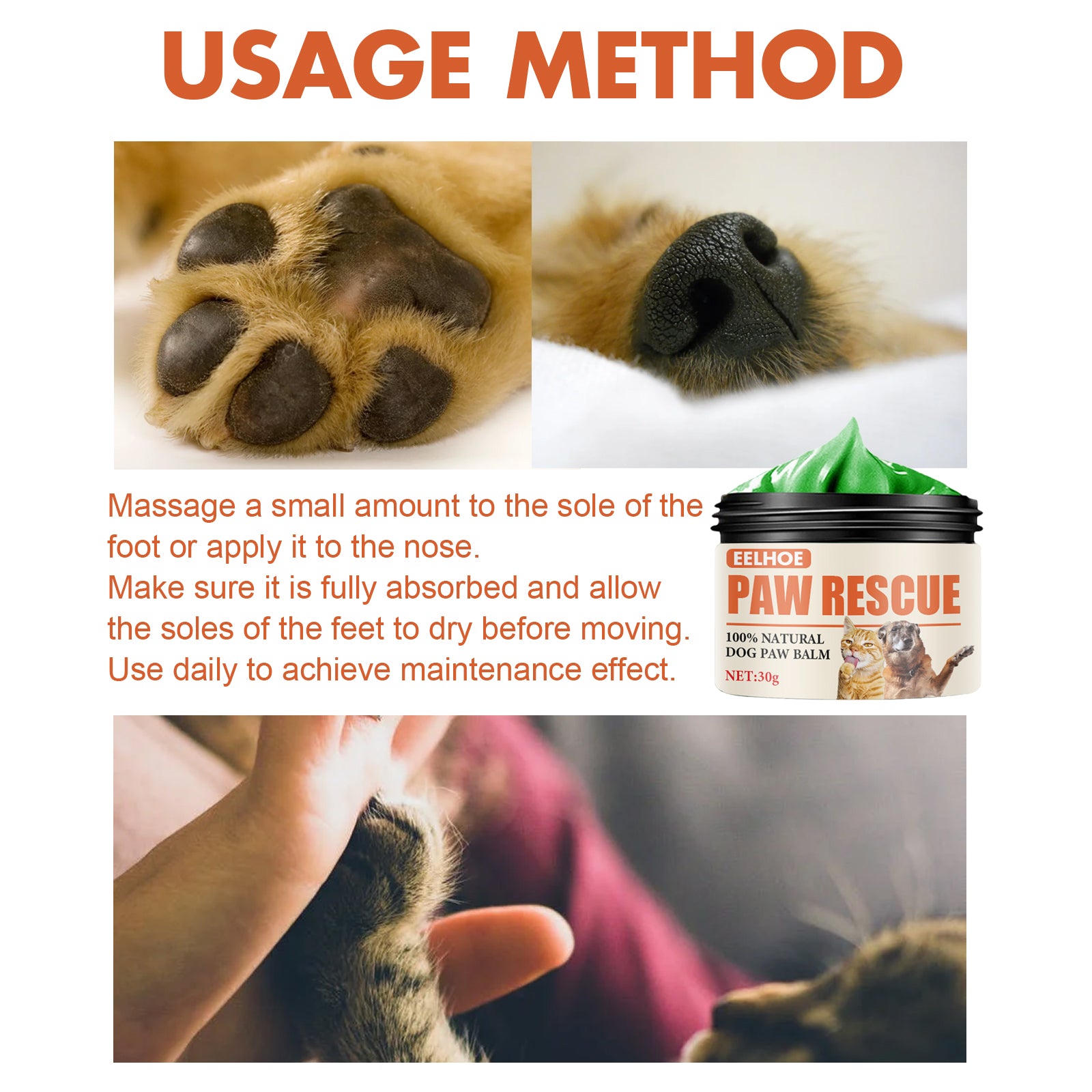 EELHOE Paw Protection Balm – Soothe & Repair Cracked Pads for Pets