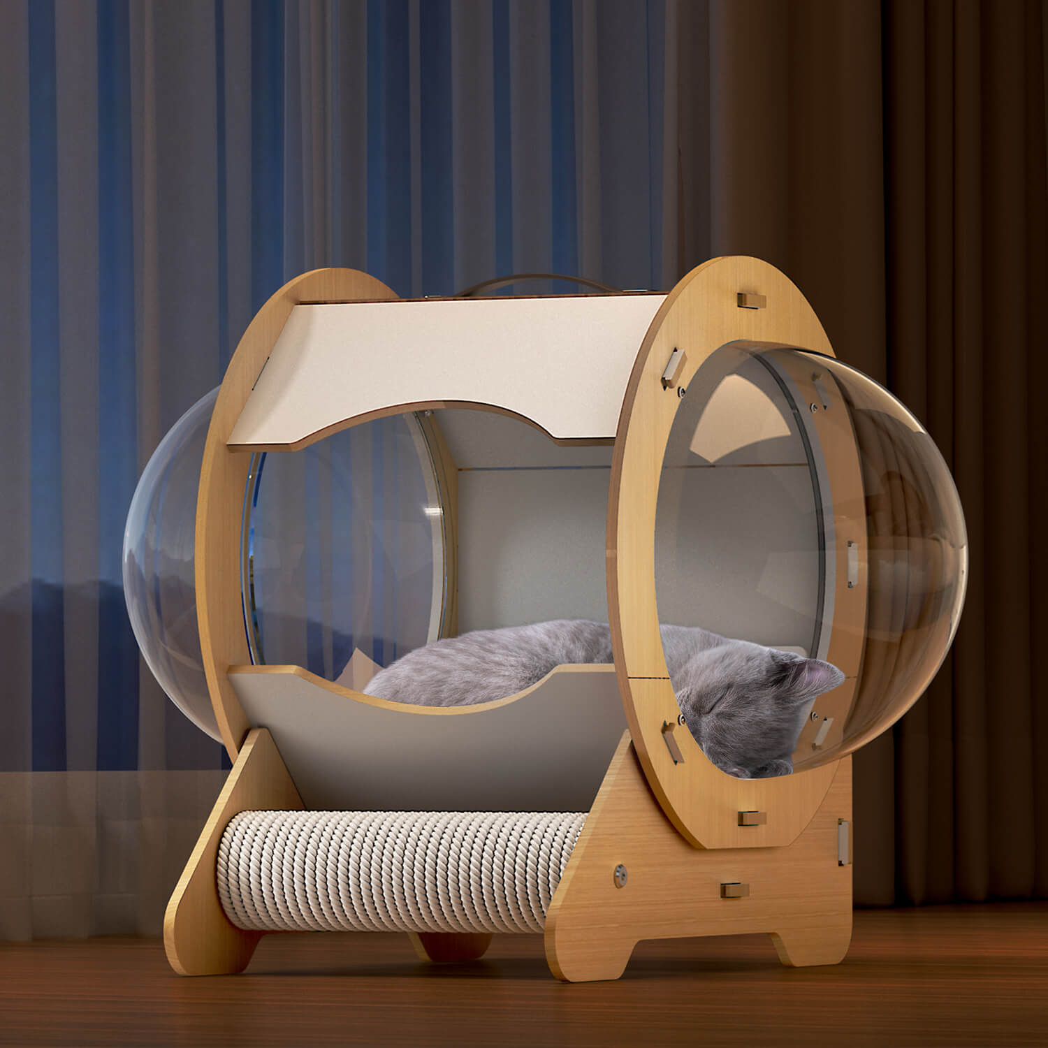 OMCPET Wood Cat Hideout – Minimalist Indoor Shelter for Kittens & Cats
