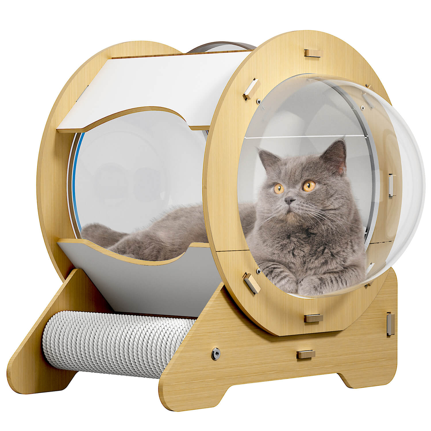 OMCPET Wood Cat Hideout – Minimalist Indoor Shelter for Kittens & Cats